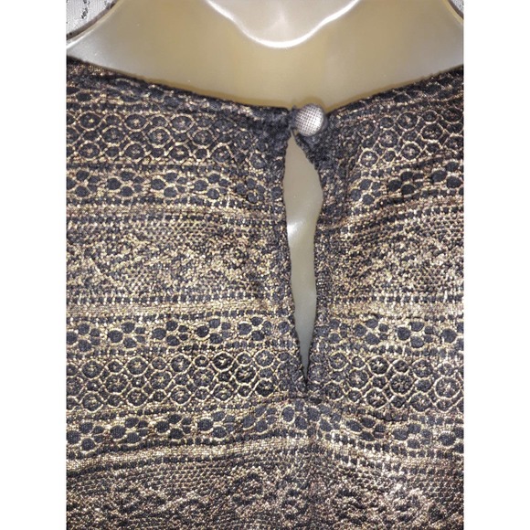 MARCHESA Sz 4 Black & Gold Metallic Ruffled Peplum Top - Picture 5 of 9